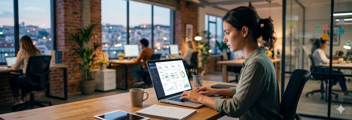 Ilustração de marketing digital como trabalho de escritório