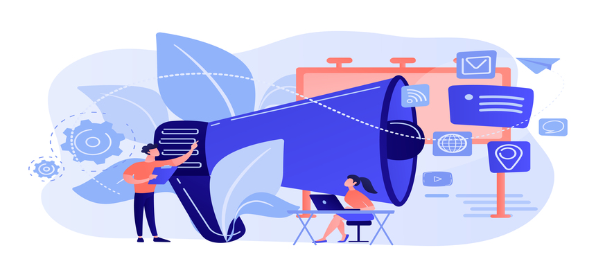 Representação criativa da comunicação digital e da partilha de conteúdos online.