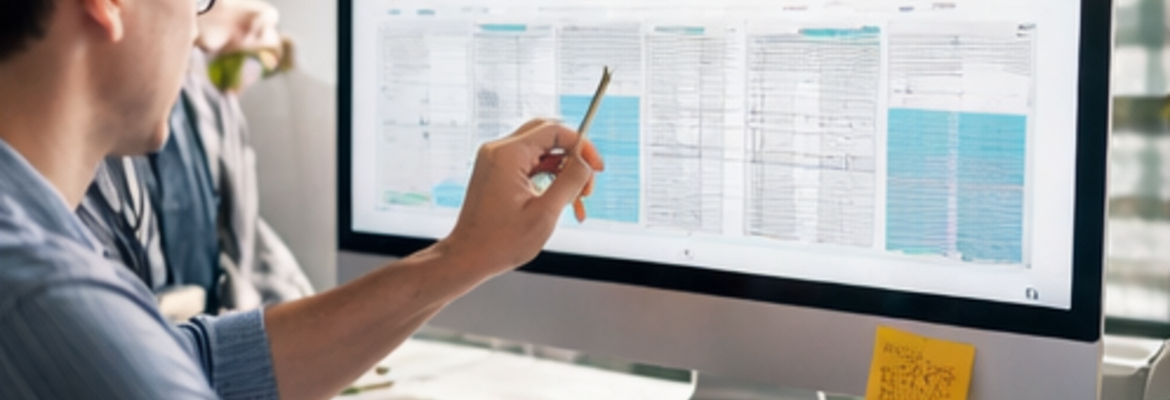 Profissional a analisar gráficos e relatórios digitais